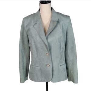 Ultra Suede Vintage Women's Powder Sage Blazer With Notched Lapel, Size 12